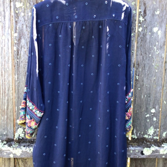 Johnny Was Navy Blue Tunic. Size M, EUC. - Picture 2 of 8